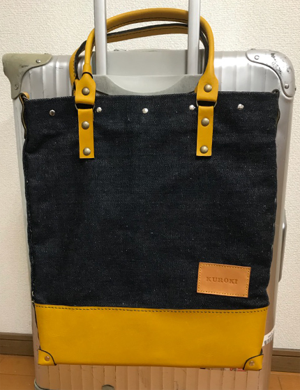 SPECIAL DENIM TOTE BAG WITH LEATHER